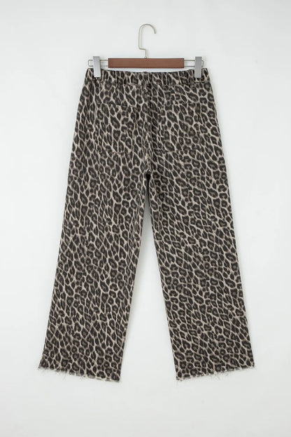 Yellow Leopard Straight Loose Leg Jeans