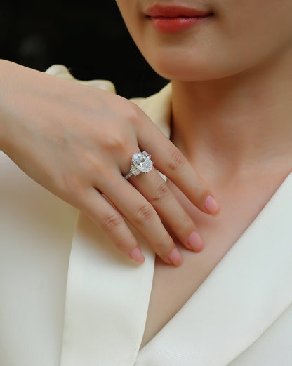 Crown Of Radiance Moissanite Ring – S925 Silver & Platinum