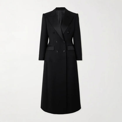 Double Breasted Slim Waist Long Slit Suit Skirt