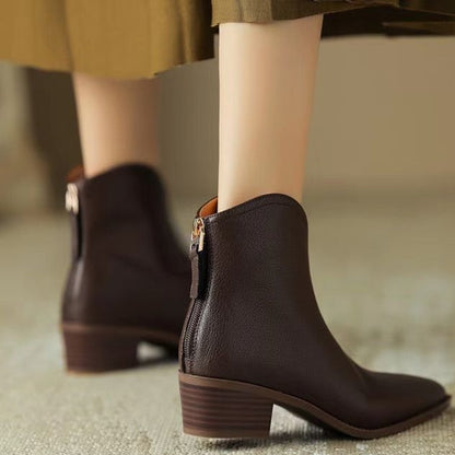 Brown French Short Boots For Women Spring And Summer