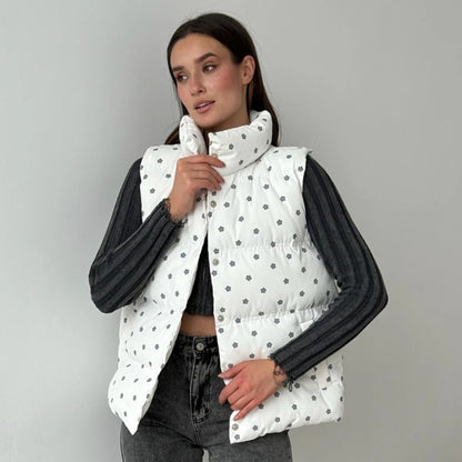 Printed Cotton-padded Jacket Waistcoat European And American Women
