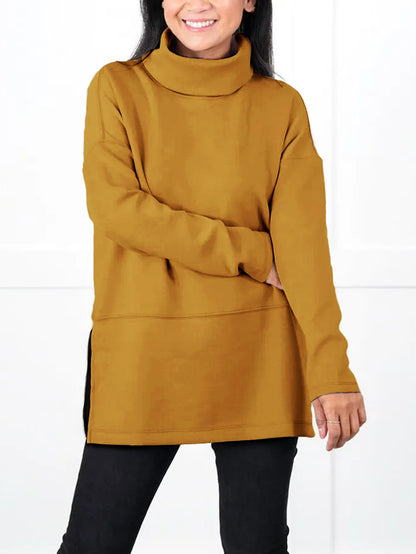Large Size Multicolor Minimalism Turtleneck Top