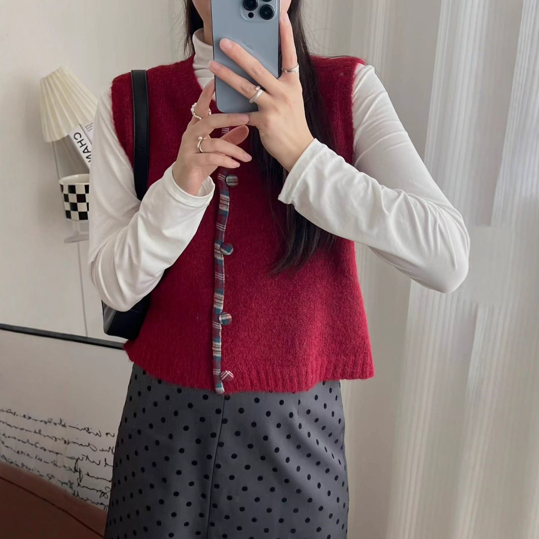Women's Retro Artistic Button Knitted Vest