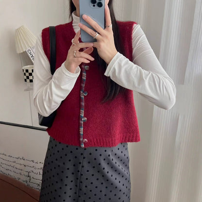 Women's Retro Artistic Button Knitted Vest