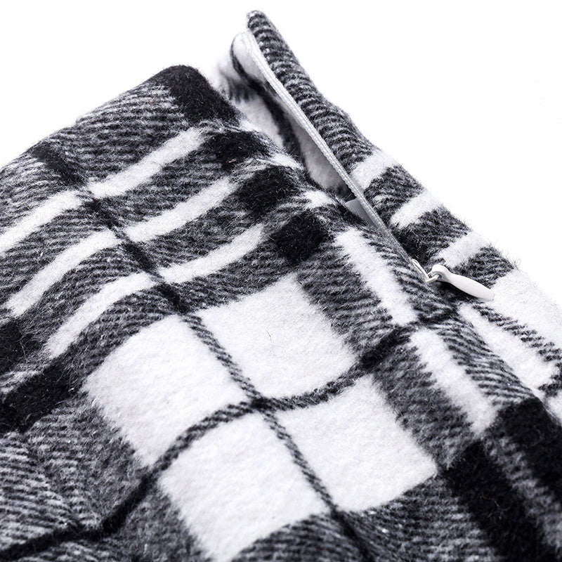 Womens High Waist Plaid Skirt Bodycon Pencil Wool Mini Skirts