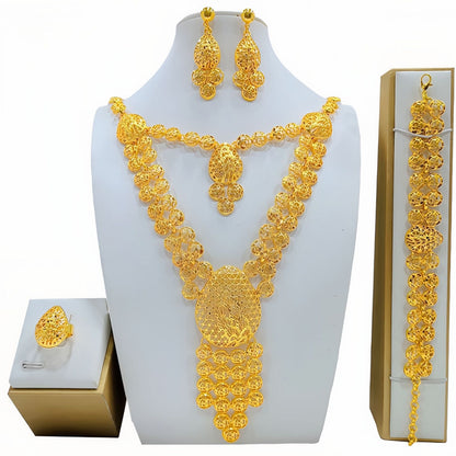 Arabic Bridal Jewelry Set – Necklace, Bracelet, Earrings & Ring