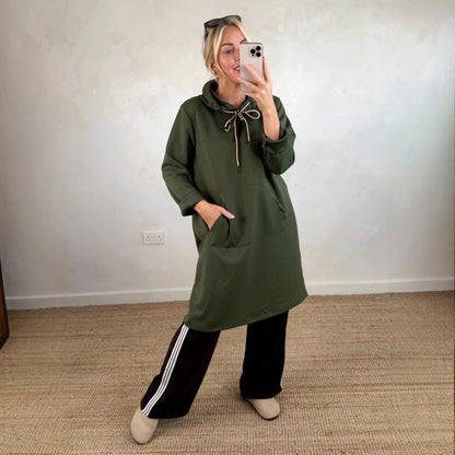 Women's Loose Oversized Knit Solid Color Hooded Maxi Dress