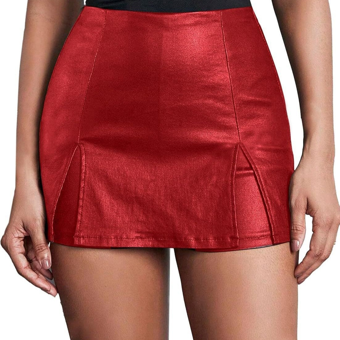 Ladies Low Waist Anti-exposure PU Leather Shorts