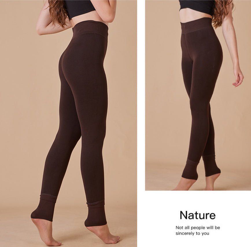 Extra Large Size Outer Wear Solid Color With Fur Thick Leggings