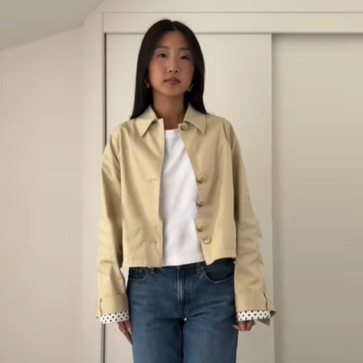 Women's Temperament Commute Lapel Double-sided Short Jacket