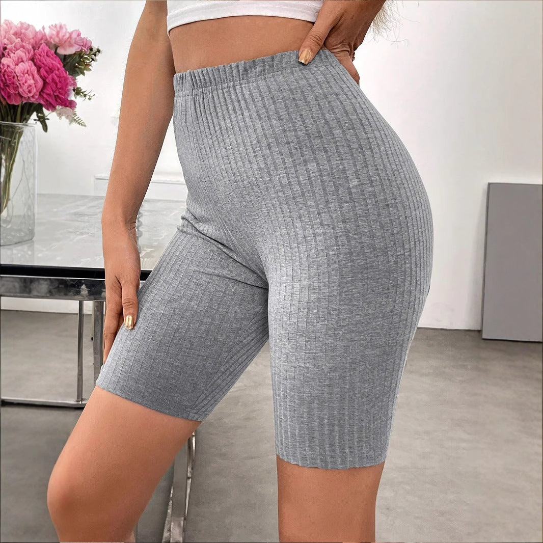 Casual Solid Color Sexy Tight Sports Knitted Cycling Pants