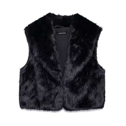Artificial Fur Cardigan Sleeveless Vest Women's Outer Wear