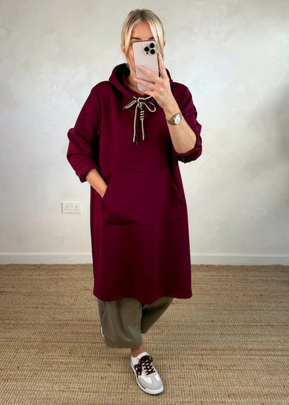 Women's Loose Oversized Knit Solid Color Hooded Maxi Dress