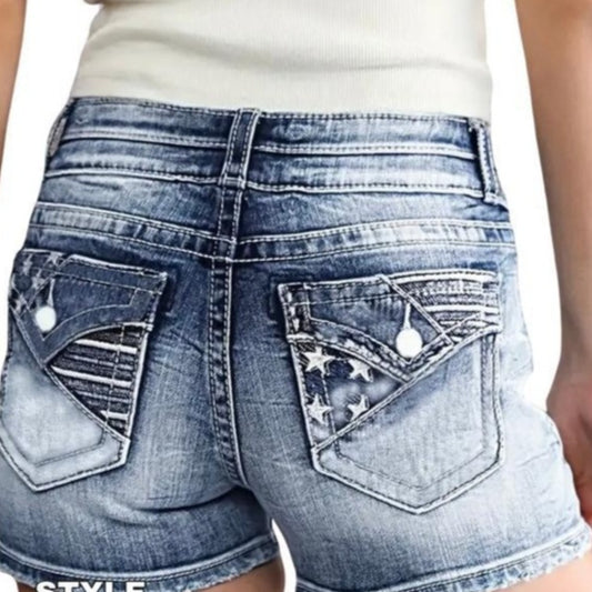 Generation AliExpress Amazon Cross-border New Arrival Men's Shorts Embroidered Details Frayed Retro Style