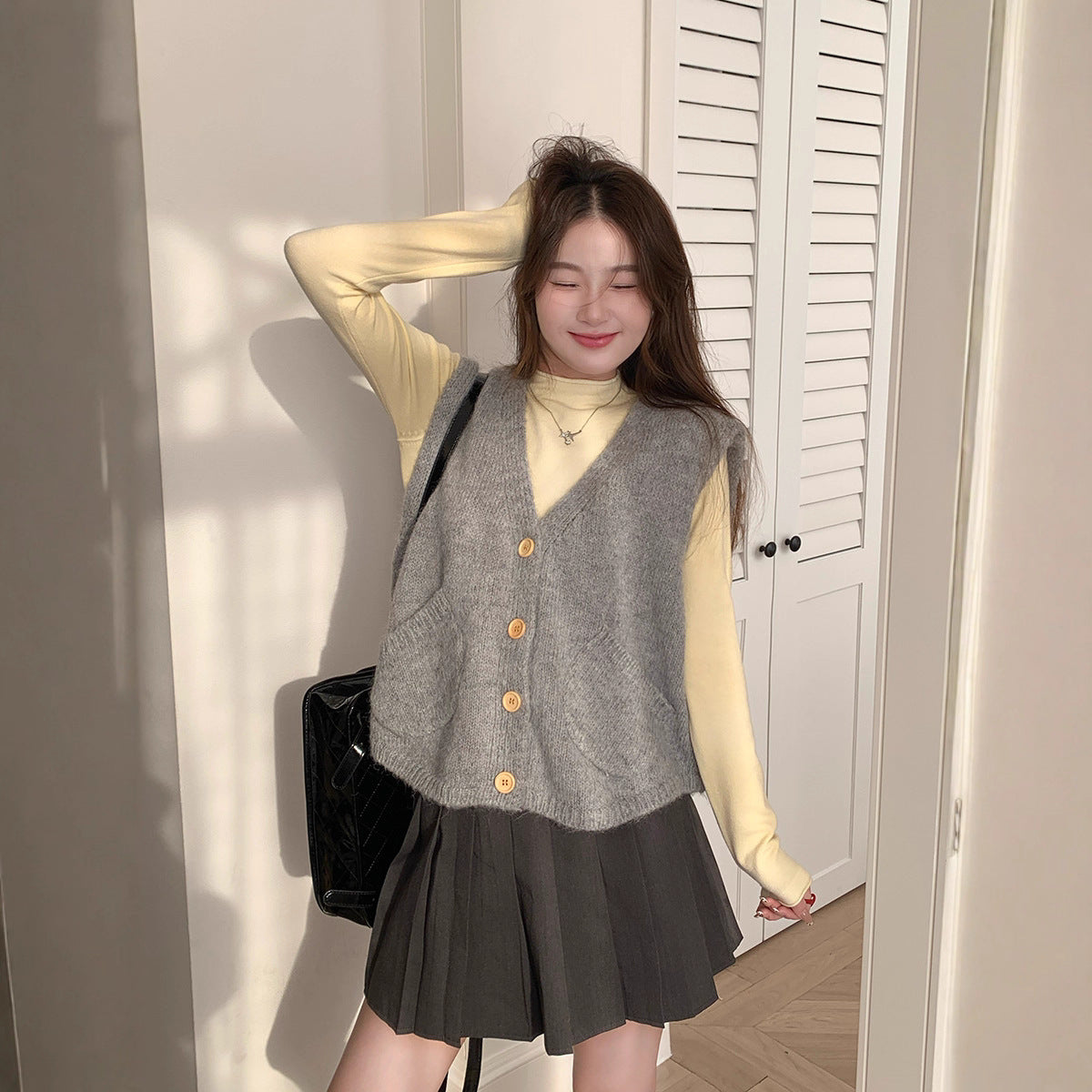 Winter New Korean Knitted Cardigan Vest Women's Vest