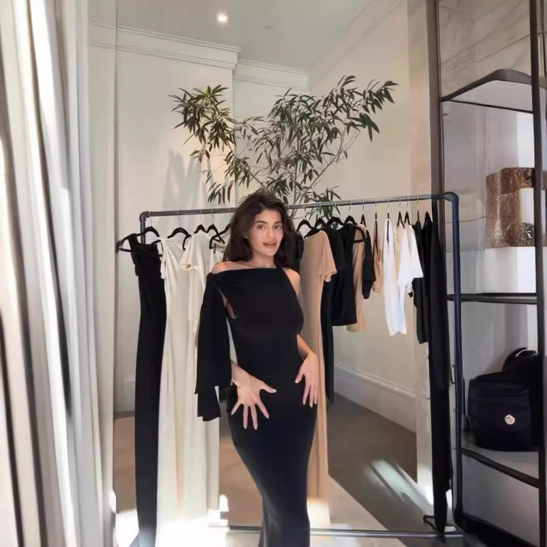 Sloping Shoulder New Women's Fashion Dress