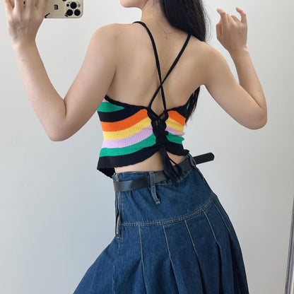 European And American Hot Girl Retro Rainbow Color Hanging Shoulder Small Sling