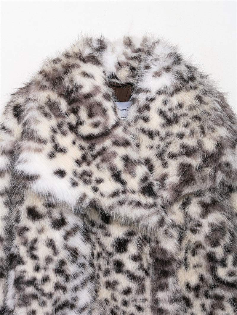 Women's Printed Faux Fur Jacket Coat