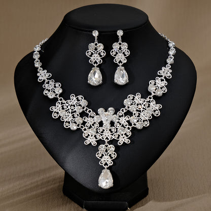 Rhinestone Pearl Earrings & Necklace Set for Women
