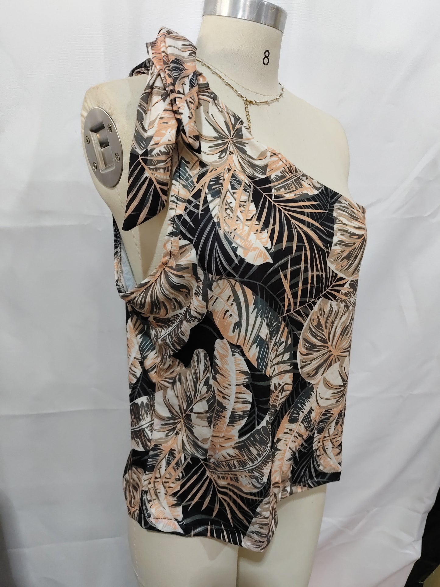 Women's Vacation Beach Print Single Shoulder Vest Top