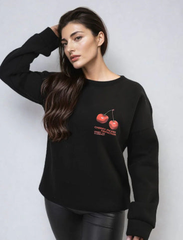 Women's Round Neck Print Long Sleeves Sweater