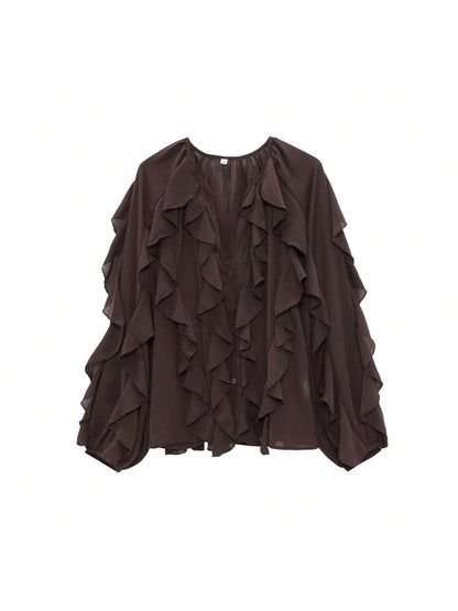 Women's Laminated Versatile Long Sleeve Shirt Pullover