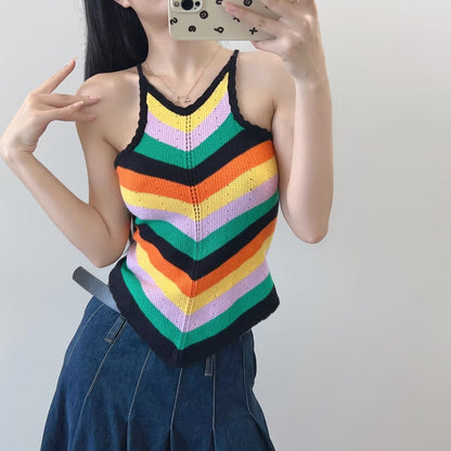 European And American Hot Girl Retro Rainbow Color Hanging Shoulder Small Sling