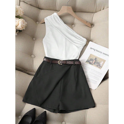 Fashionable All-match Commuter High Elastic Black Shorts