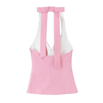 Autumn New Sweet And Spicy Style Slim-fit Hanging Collar Top