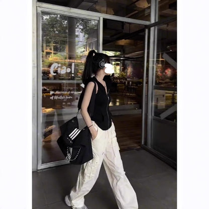 Sleeveless Design Sense Niche Inner Black Outerwear Camisole