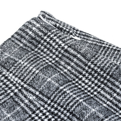 Womens High Waist Plaid Skirt Bodycon Pencil Wool Mini Skirts