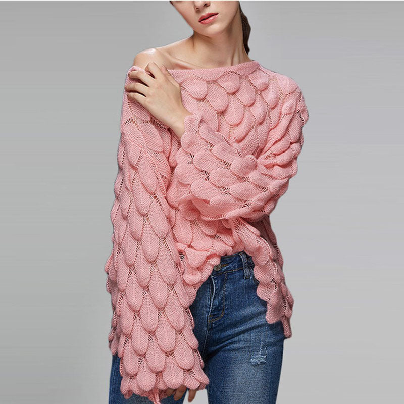 Round Neck Thin Bell Sleeve Pullover