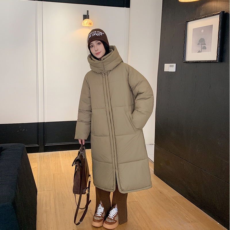 Women's Long Loose Thickening Keep Warm Hooded Cotton-padded Coat