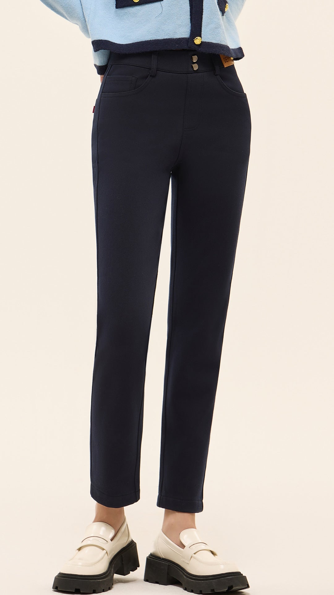 Denim Woollen Trousers Warm Thickened Inner Urban Style Cigarette Pants