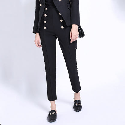 Skinny Pants Cropped Waist Slimming Black And White High Waist Slimming