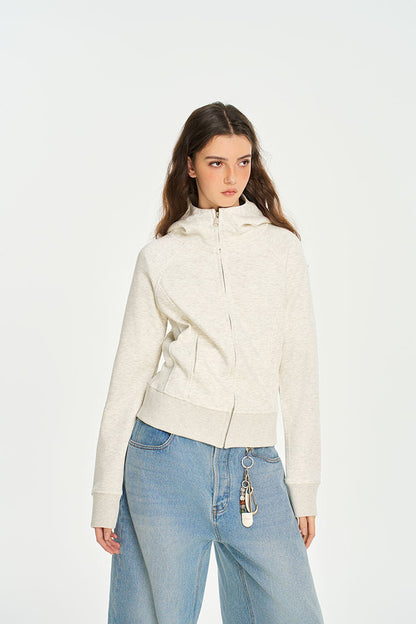 Women's Fashion Brand Solid Color Slim Gray Short Coat