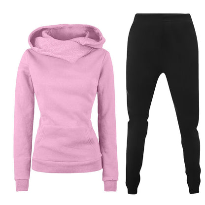 Ladies Hooded Sweater Casual Suit Two-piece Set