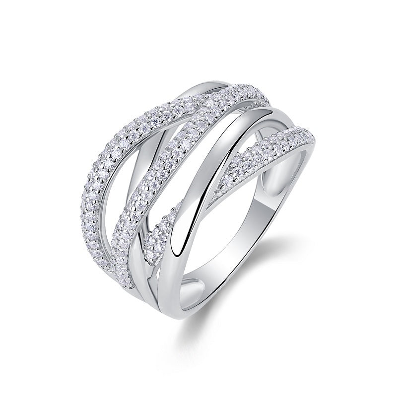 Brilliant Interweaving Moissanite Ring – S925 Silver & Platinum