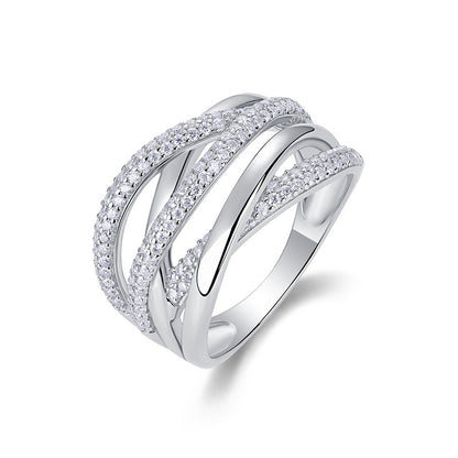 Brilliant Interweaving Moissanite Ring – S925 Silver & Platinum