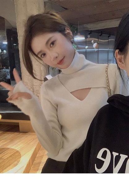 Women's Spring Autumn Underwear Turtleneck Slim Top