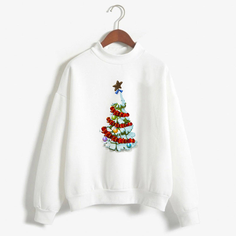 Christmas Printing Turtleneck Sweater Women