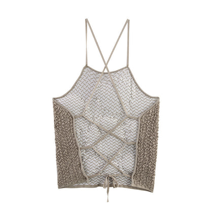 Three-dimensional Flower Design Fluffy Texture Sling Top For Women