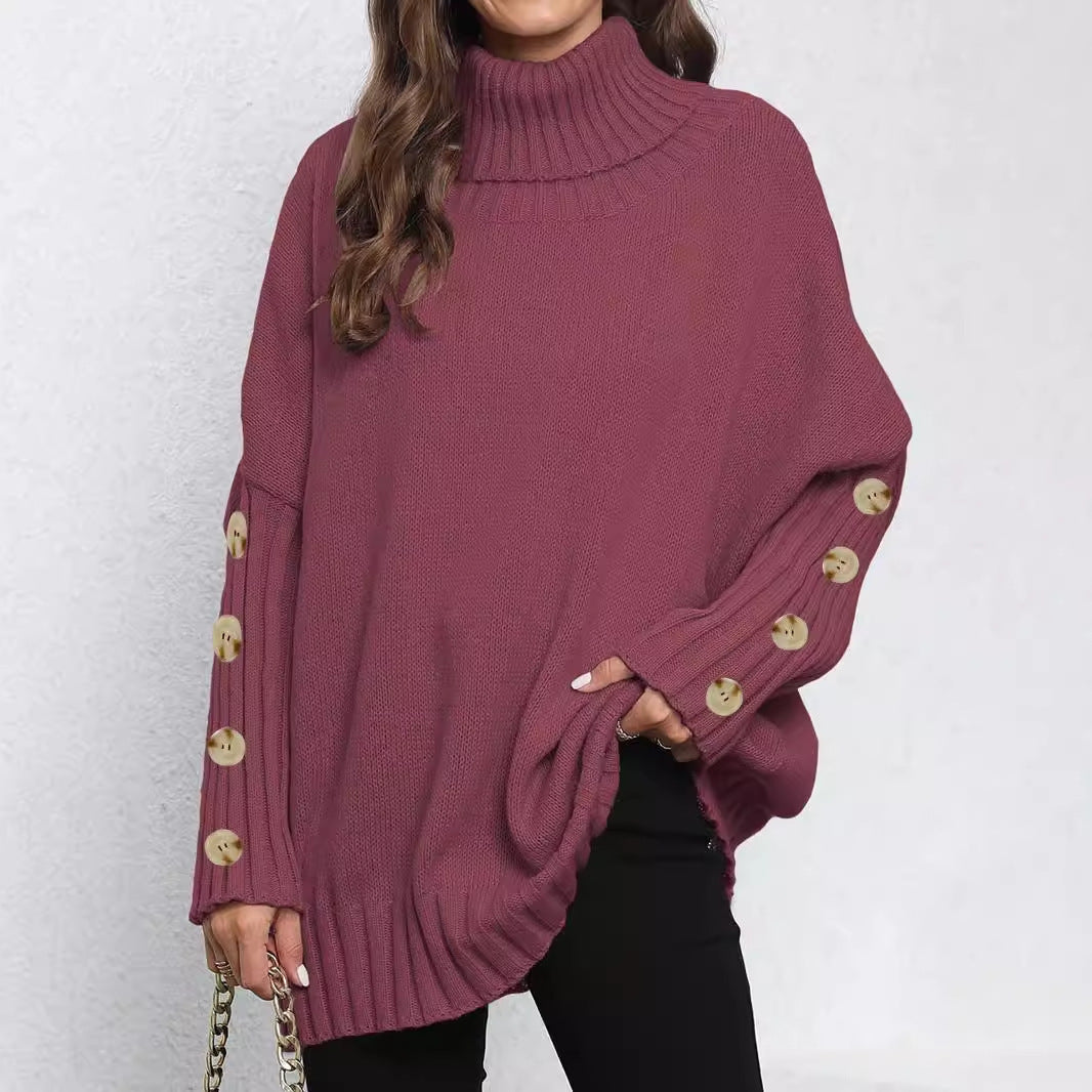 Turtleneck Lapel Loose Woven Sweater Top