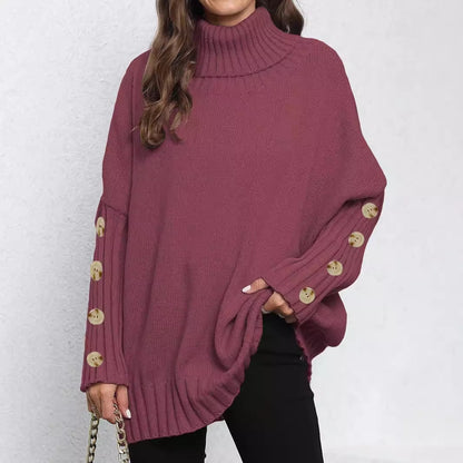 Turtleneck Lapel Loose Woven Sweater Top