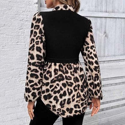 Stitching Printing Long Sleeve Shirt For Women