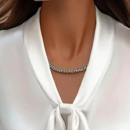 Women's Elegant Satin Blouse, Long Sleeve Button Down Shirt With Ribbon Detail For Office Work