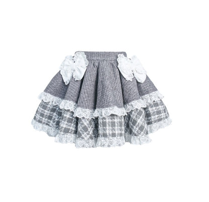 Gray Knitted Top Kitten Embroidered Apron Gray Knitted Cake Dress