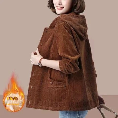Corduroy Thickening Minimalist Oversized Loose Coat