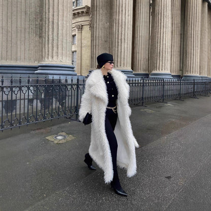 Long Environmental Protection Leather Fur Coat Fashionable Women