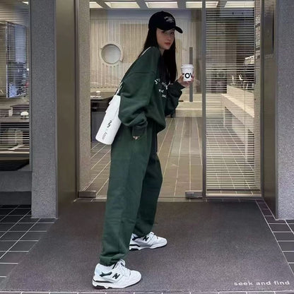 Women's Cotton American-style Long-sleeved Casual Sportswear Suit